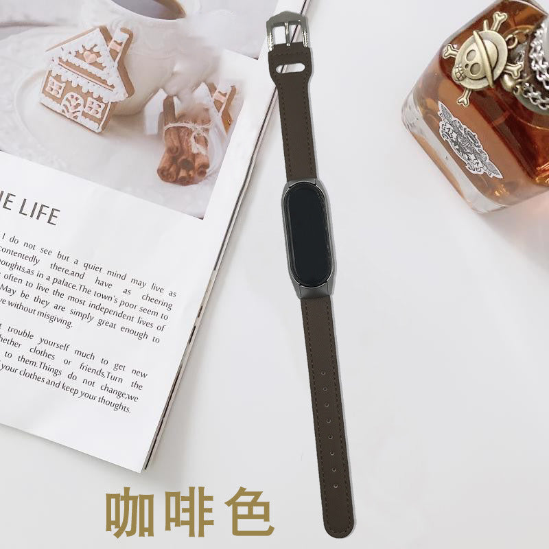 New applicable mi bracelet 5/6 7 case universal leather pure color all-matching fashion men and women bracelet watch strap