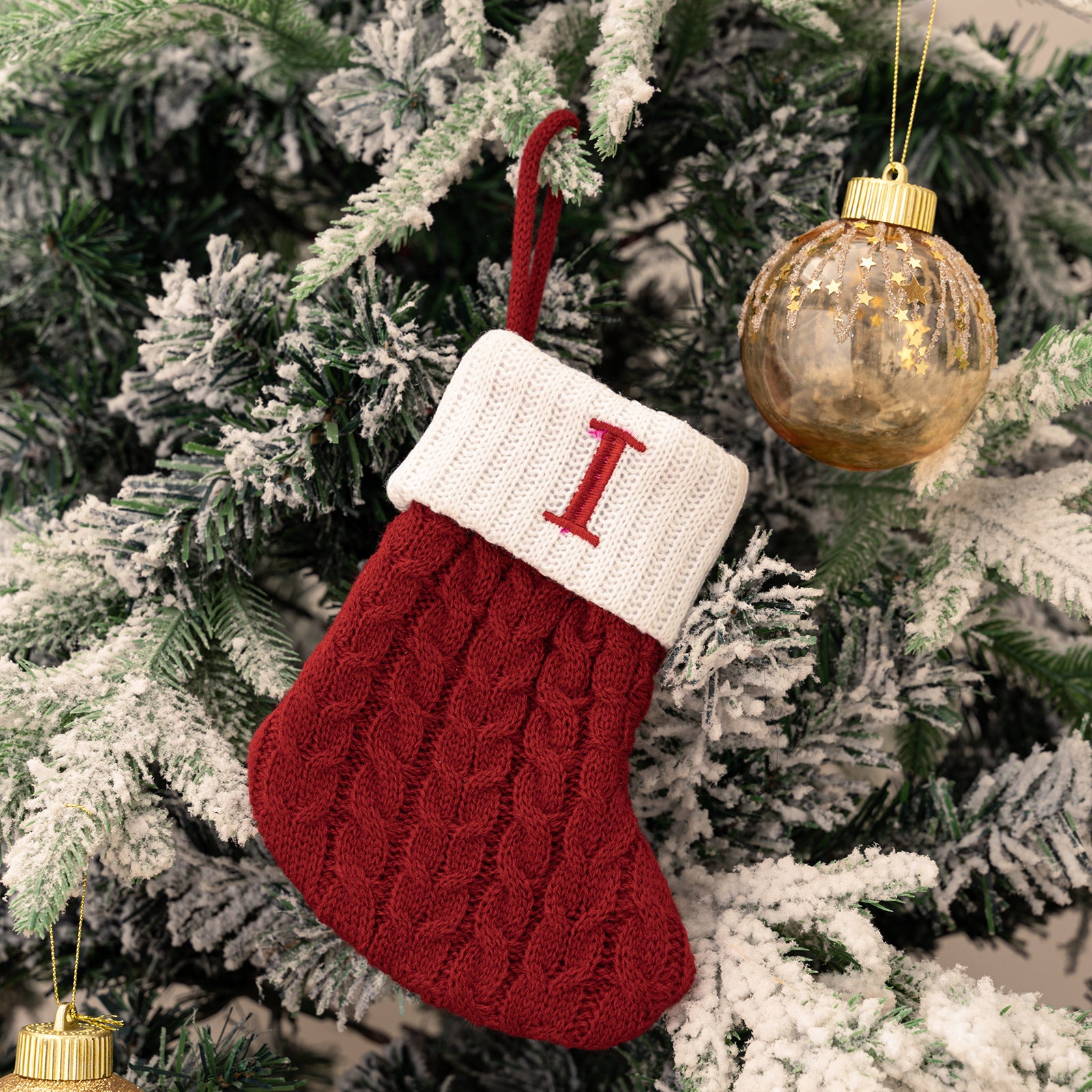 Cross-border cute letters Christmas stockings creative Christmas tree pendant Christmas style wool knitted socks decoration props