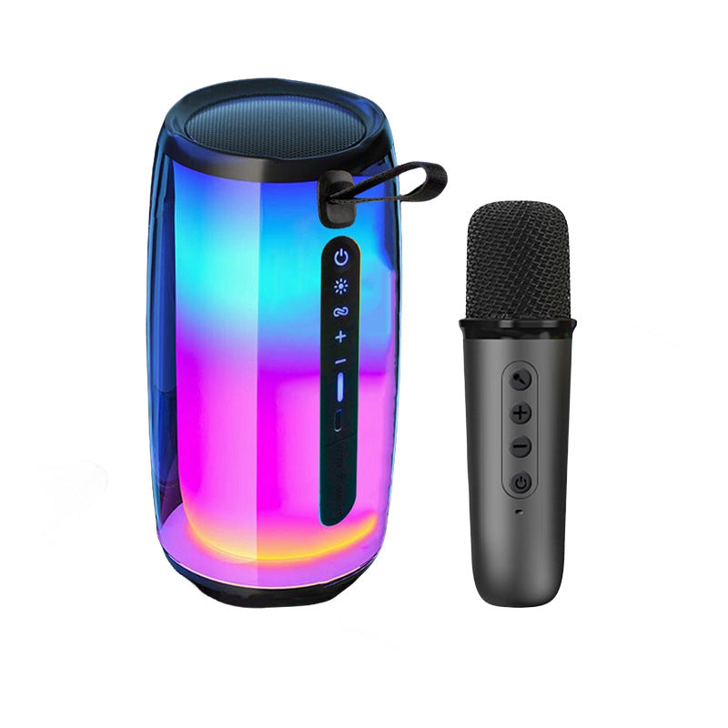 New large volume Bluetooth speaker portable camping subwoofer sound card colorful karaoke wireless microphone stereo MD5
