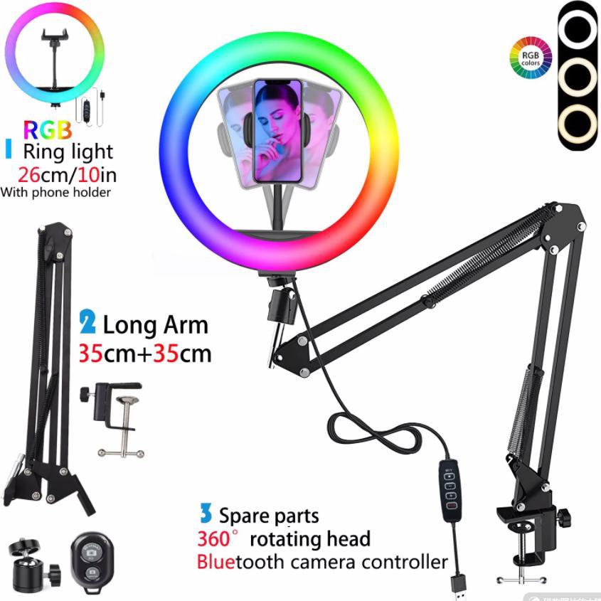Exclusive for cross-border 10/12-inch RGB video live streaming fill light ring light beauty ring photography light in stock
