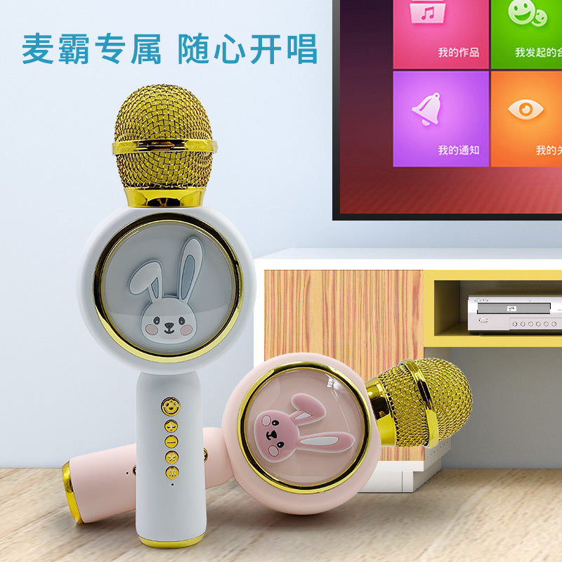 Cross-border X6 wireless children's microphone audio integrated microphone early education rabbit karaoke machine baby toy karaoke