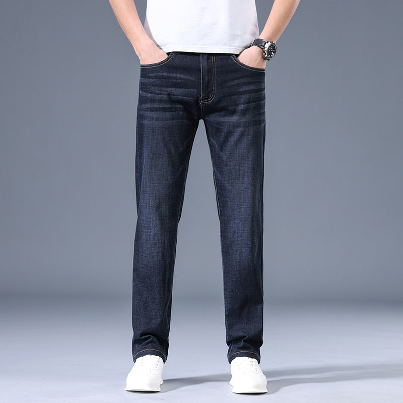 Spring and Autumn men's jeans slim straight business casual trousers men's stretch washed jeans wholesale