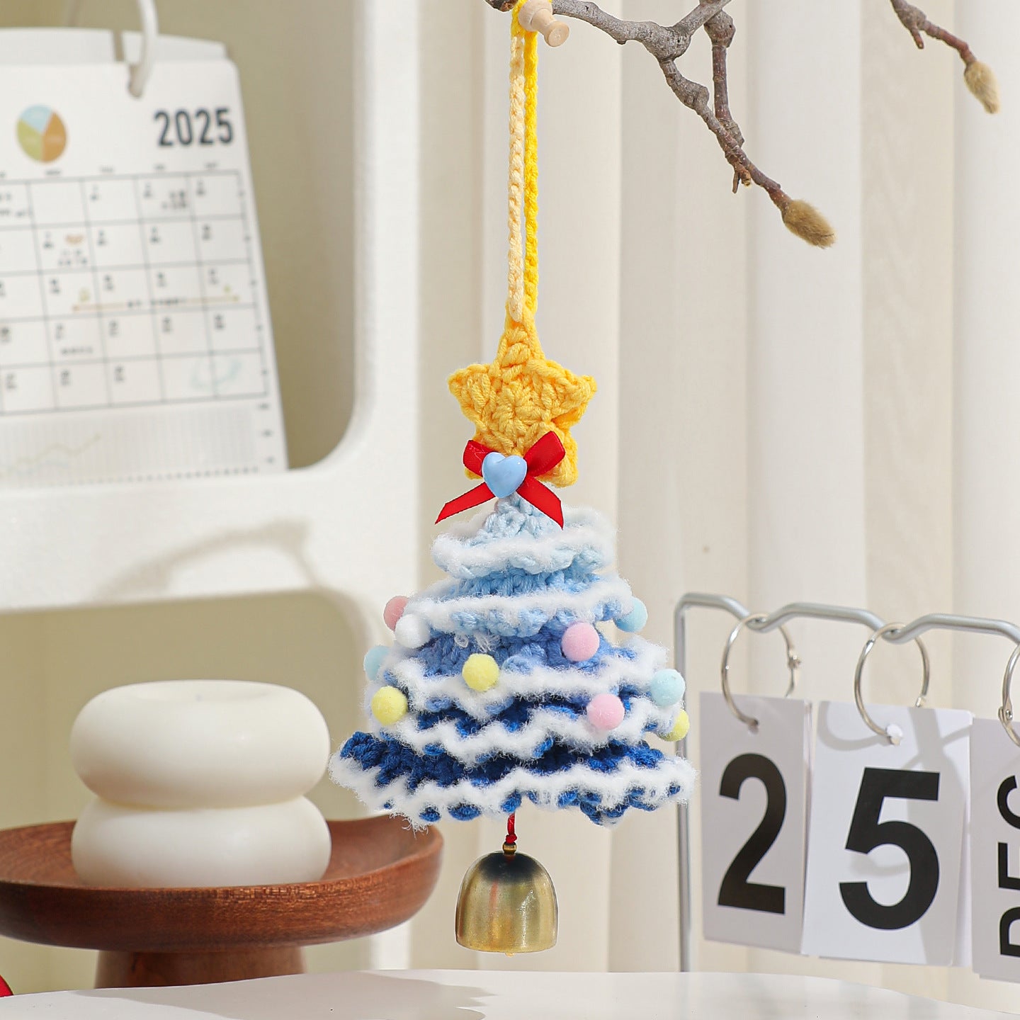 Exclusive for cross-border plush Christmas pendant wool crocheted Christmas tree small ornaments Christmas decoration automobile hanging ornament