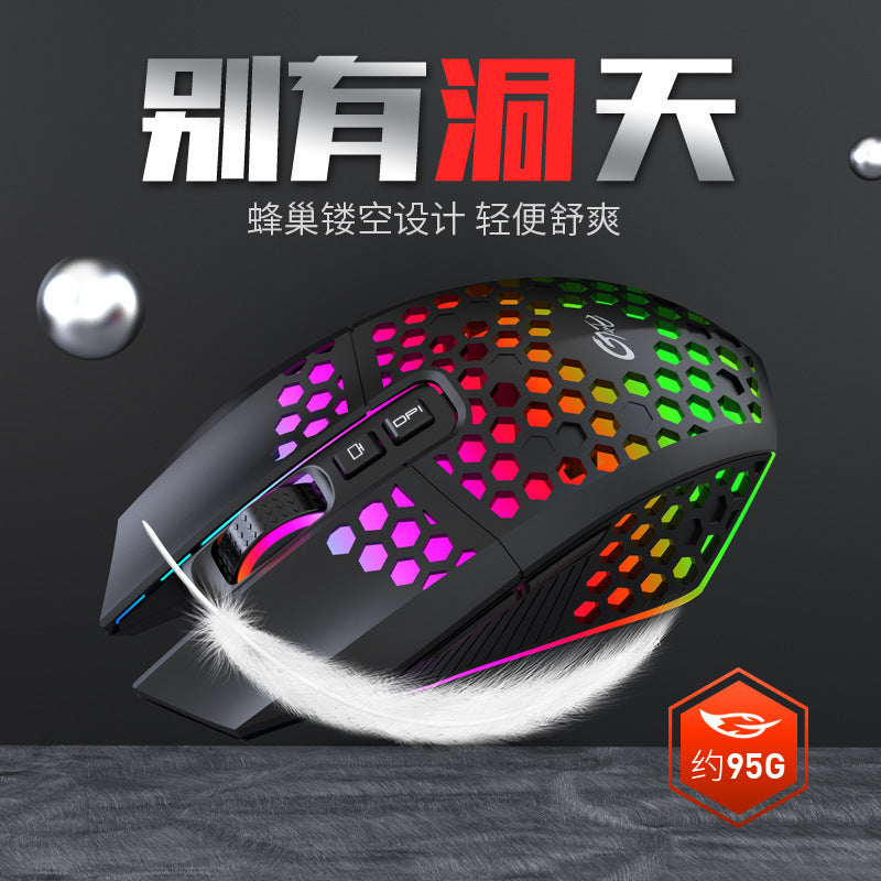 Ecat wireless lightweight hole mouse mute charging RGB luminous wireless game Office mouse Amazon