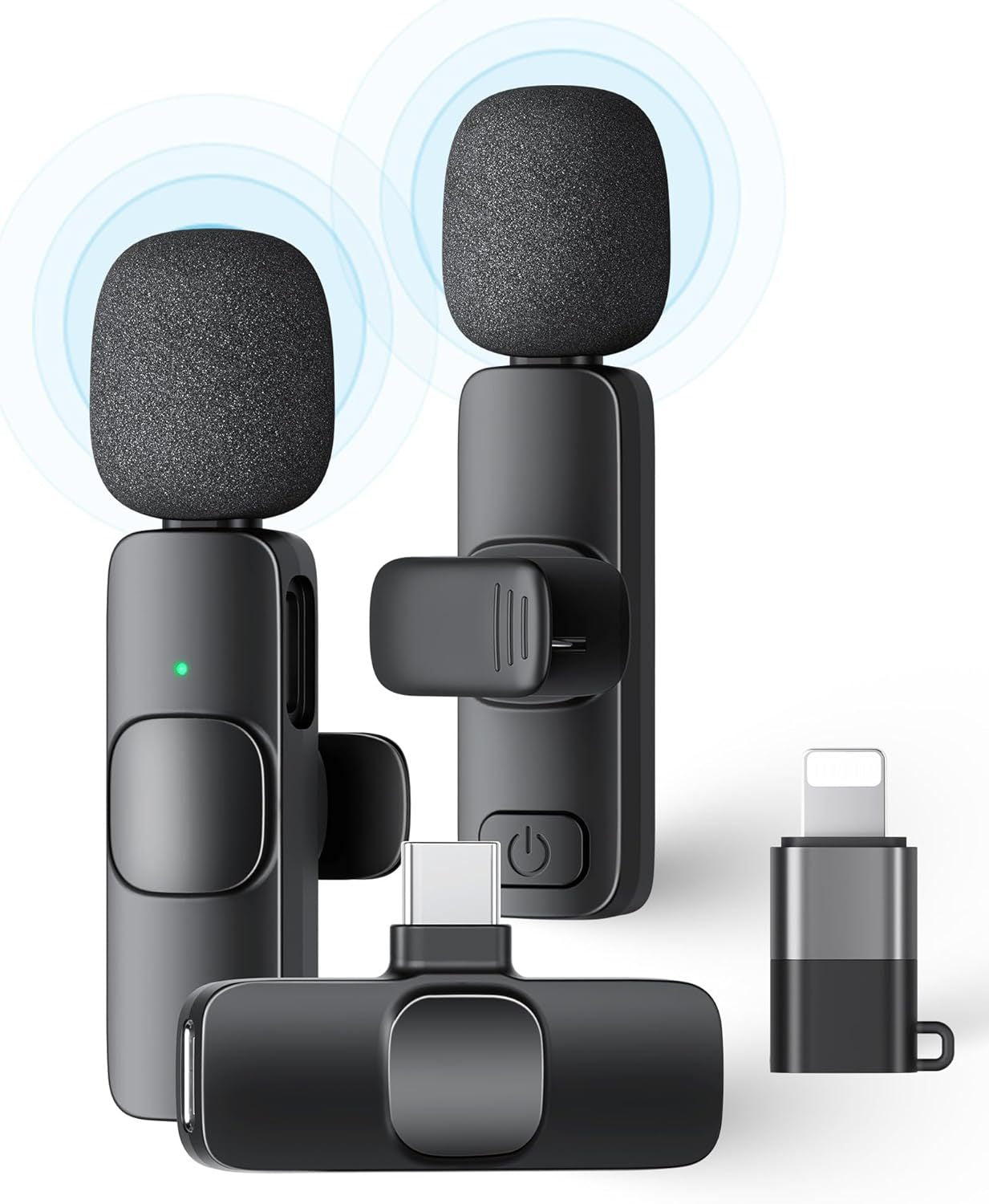 Hot Selling product wireless lavalier microphone K1 one drag two Tik Tok live stream Intelligent Noise reduction wireless mini microphone