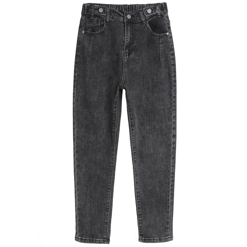 Spring pants jeans for moms women harem elastic waist daddy pants high waist radish stretch all-matching pencil pants trousers