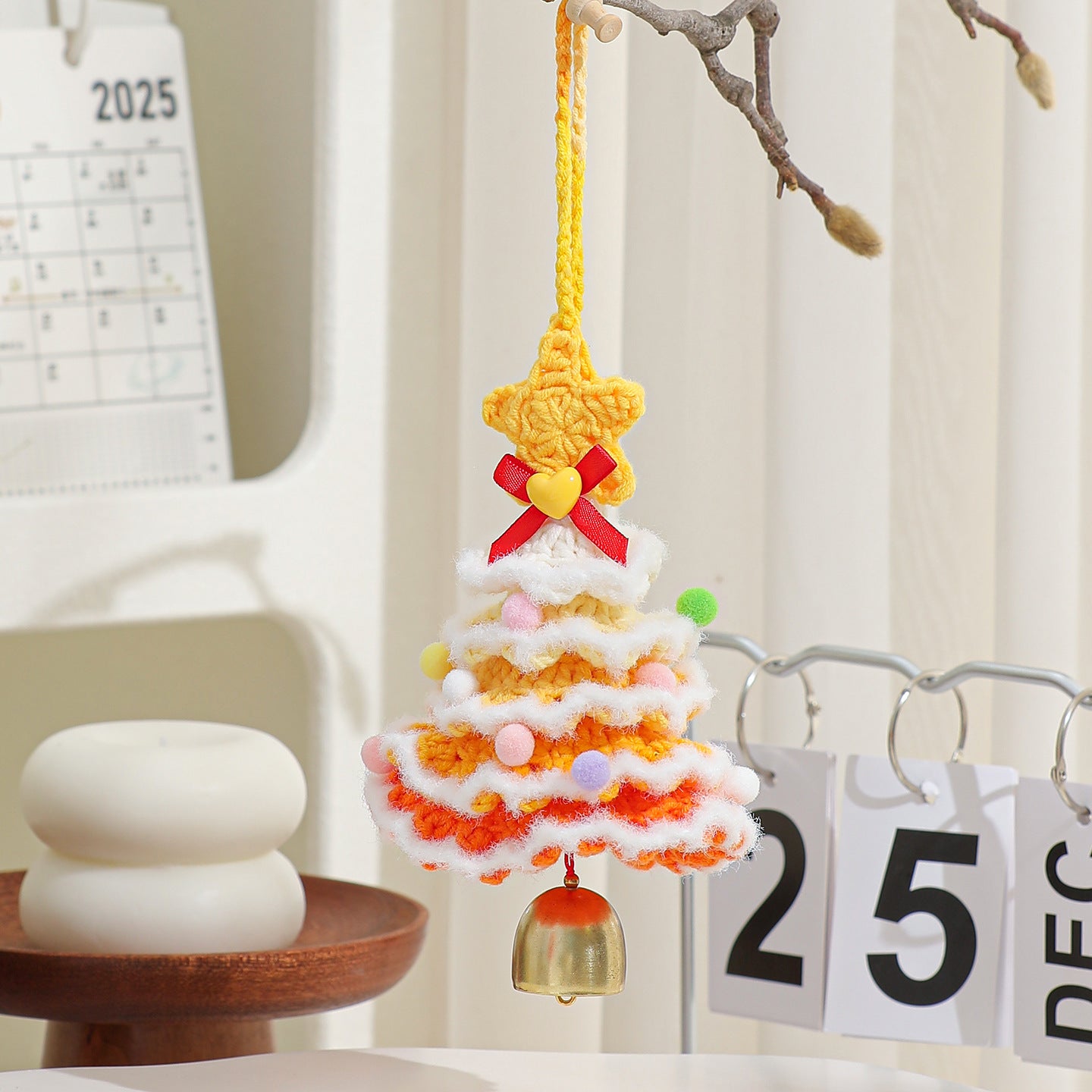 Exclusive for cross-border plush Christmas pendant wool crocheted Christmas tree small ornaments Christmas decoration automobile hanging ornament