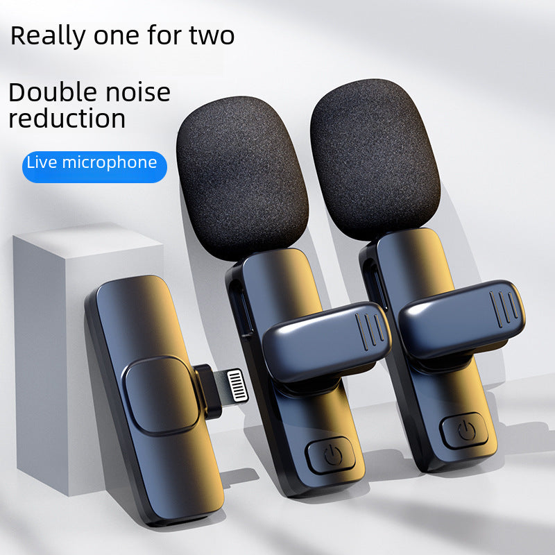 Cross-border TikTok wireless collar clip microphone outdoor mobile live streaming microphone short video recording radio noise reducing microphone clip