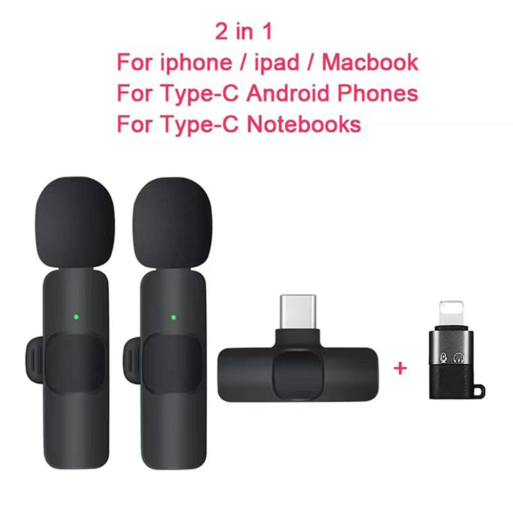 K1K9pro wireless lavalier microphone outdoor mobile live streaming microphone mini noise reduction collar clip microphone
