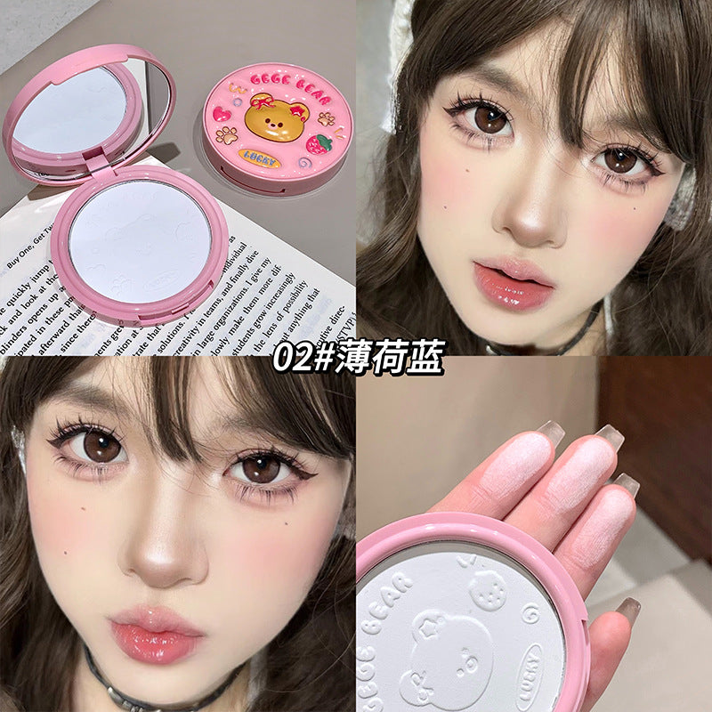 Gege bear Gogo bear leather soft and adorable light transparent finishing powder soft mist matte natural nude makeup powder cake