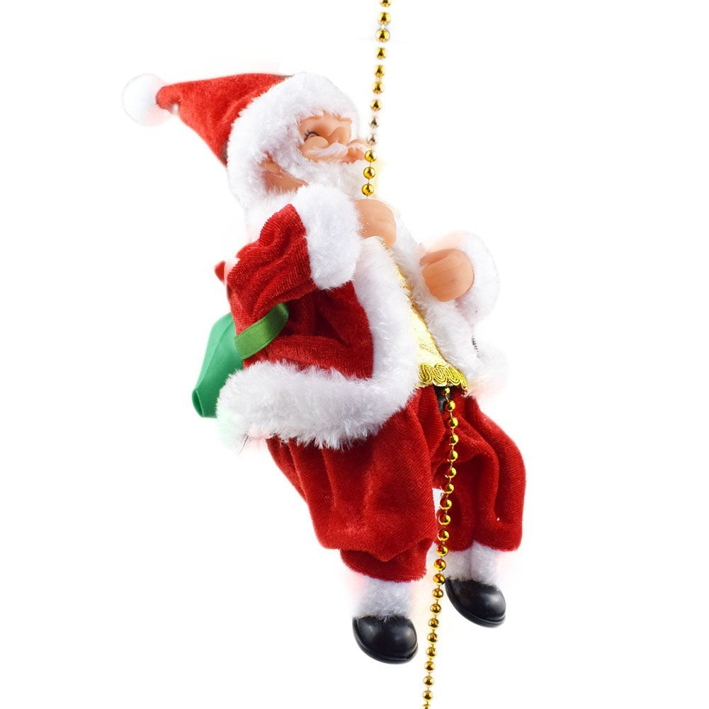 Climbing beads string TikTok plush climbing beads Santa doll toy New Electric Santa Claus shopping mall decoration