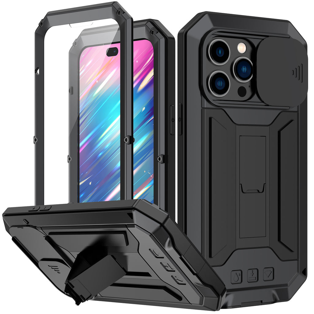 Applicable to cross-border case with three protection functions iPhone14promax phone case Apple 15 drop-resistant all-inclusive bracket 13 mobile phone case