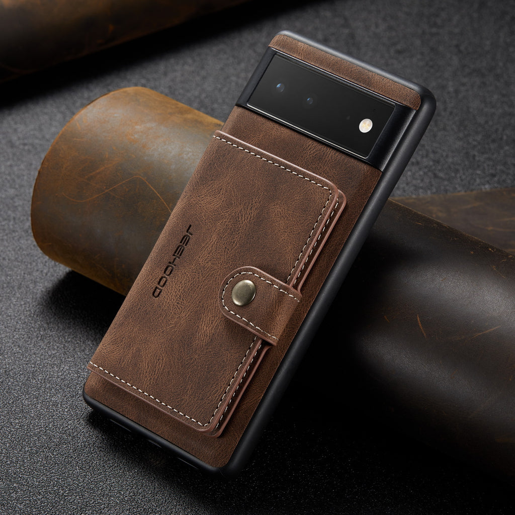 Cross-border applicable Google 7pro magnetic phone case Apple 14 leather two-in-one quick release card leather case