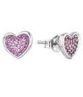 S925 silver pink purple heart-shaped zircon earrings earrings light luxury all-match High sense girls earrings gift supply wholesale