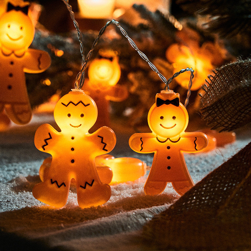 Cross-border new arrival gingerbread man led lighting chain Christmas decoration Christmas tree holiday decorative lights biscuit man figures colored lights