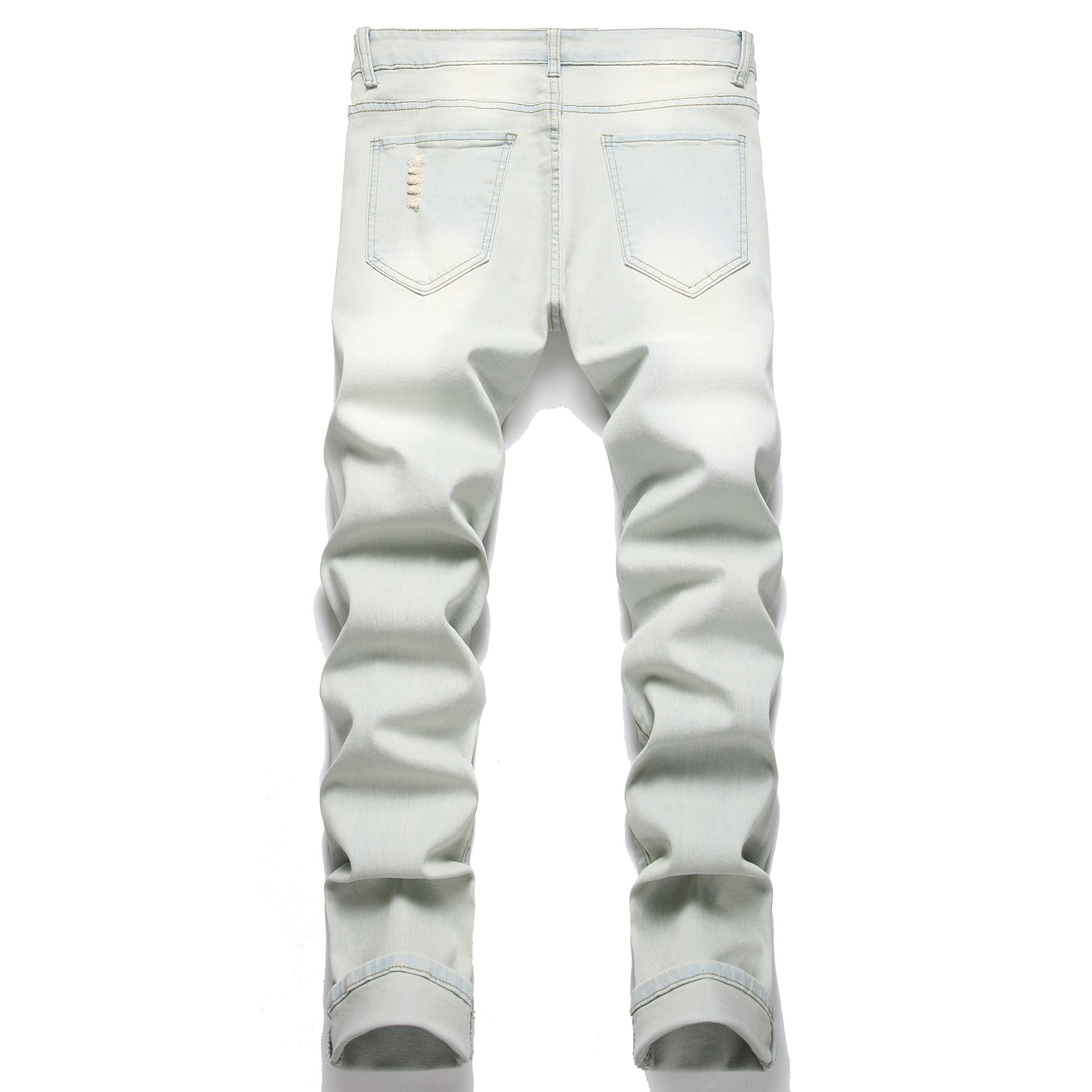 Foreign trade men's jeans high elastic ripped slim jeans men AliExpress men's jeans