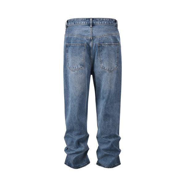 European and American high street fashion brand double button stitching baggy straight trousers men's and women's jeans jeans jeans jeans