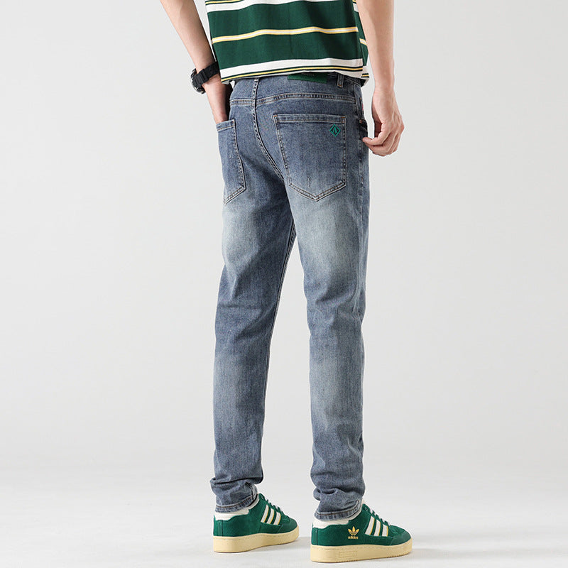 New American men's jeans high-end and fashionable retro fit comfortable straight casual cotton slim jeans