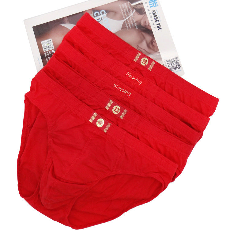 5-pack wholesale men's cotton underpants men's breathable underwear briefs mid waist plus size fat guy panties cross-border