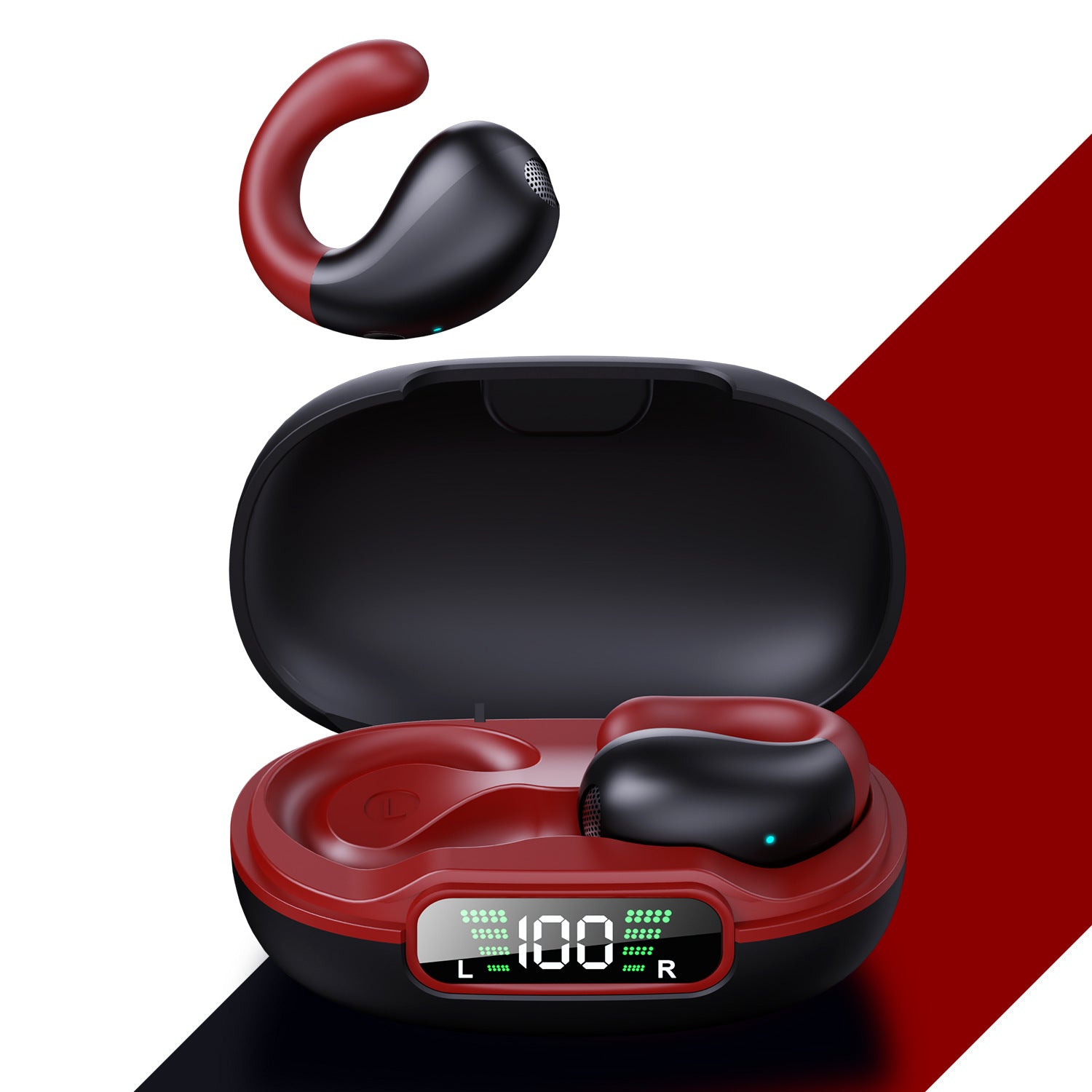 Cross-border Bluetooth headset noise reduction non in-ear wireless sports large power Huaqiang North Africa bone conduction clip-on headset