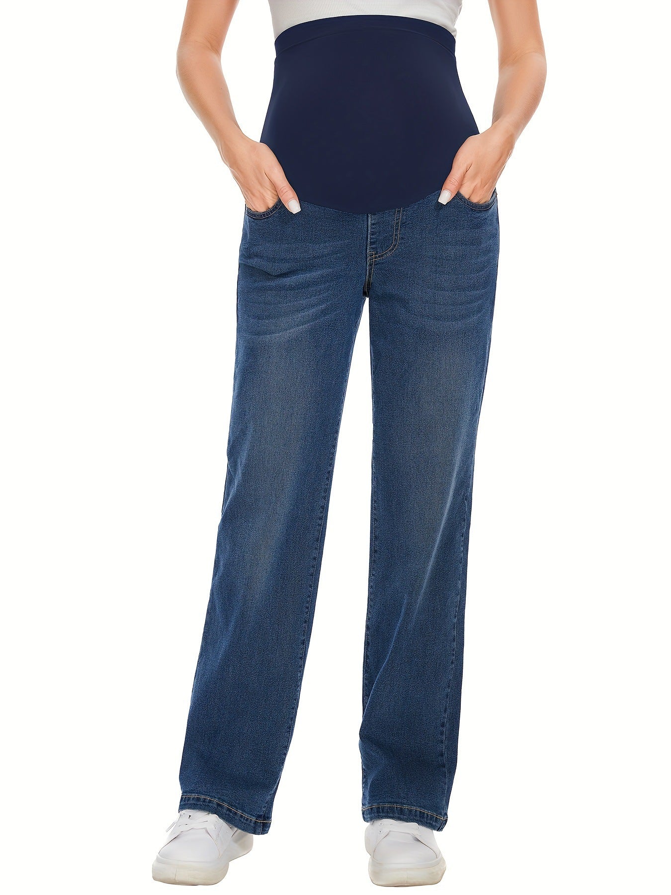 Relaxed Fit Maternity Jeans Straight Leg Over Belly Jeans