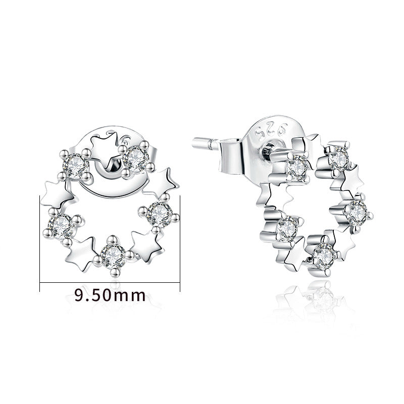 Earrings s925 sterling silver geometric stars zircon earrings women's earrings foreign trade cross-border jewelry silver accessories processing