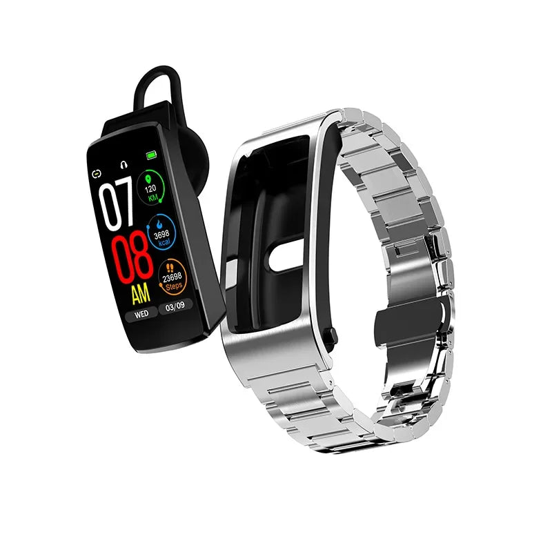 K11 Smart Call Bracelet – AI Voice, Heart Rate & Bluetooth Headset