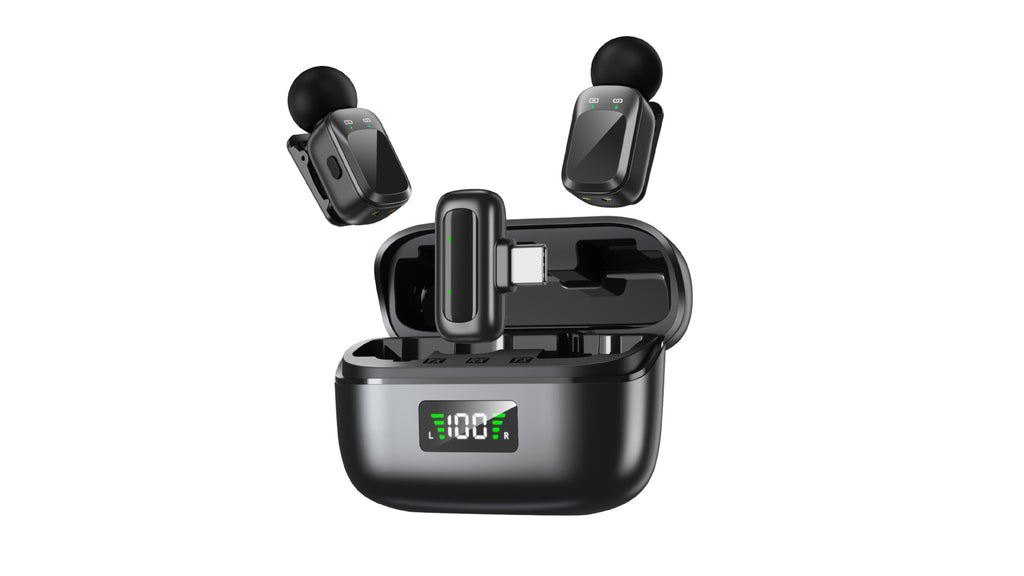 New wireless lavalier microphone mini microphone with digital display charging case live video recording noise reduction Radio