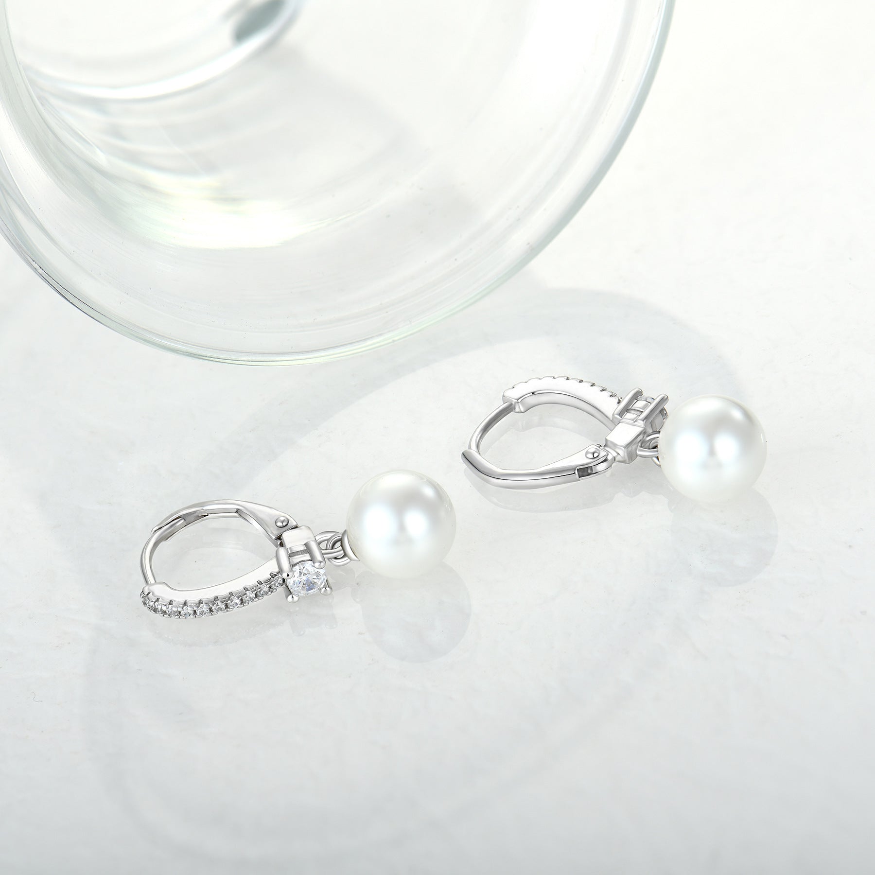 S925 Sterling Silver Pearl zircon earring ear clip earrings eardrops women's foreign trade cross-border jewelry silver accessories processing