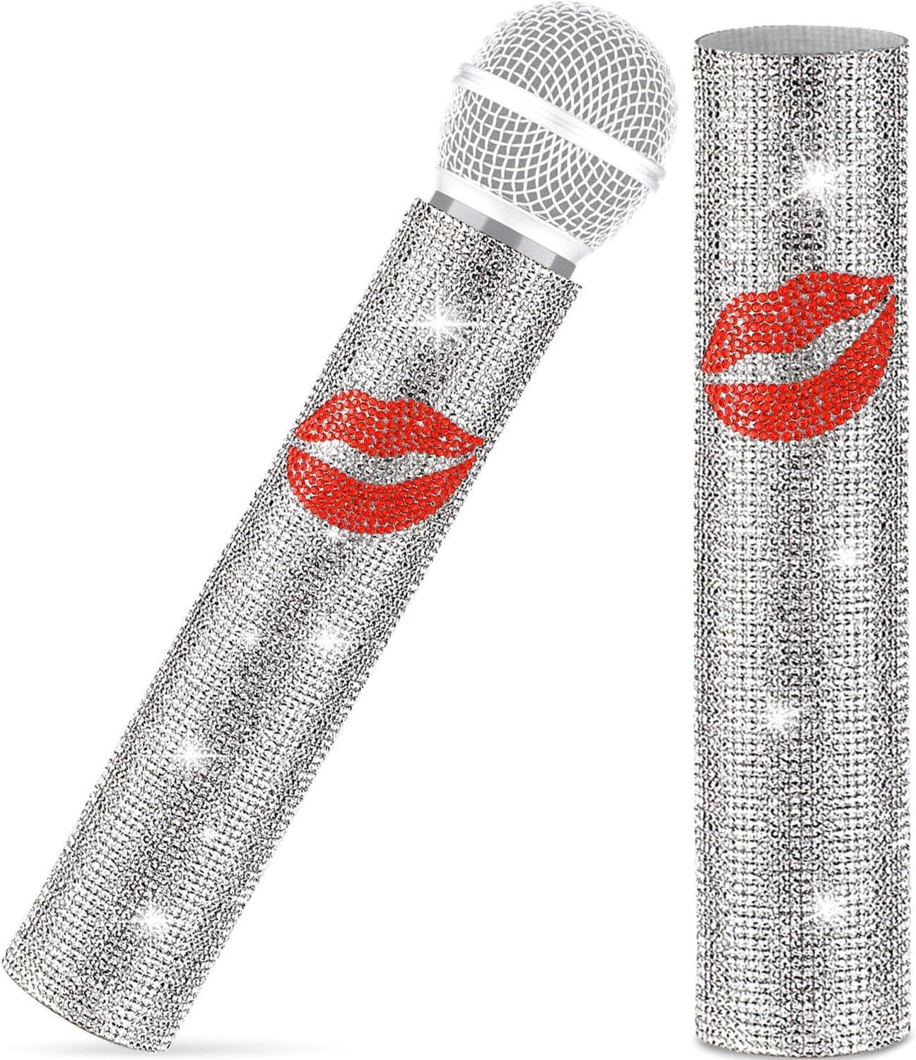 Universal wireless microphone diamond set stage performance singer host rhinestone protective cover bar microphone diamond set