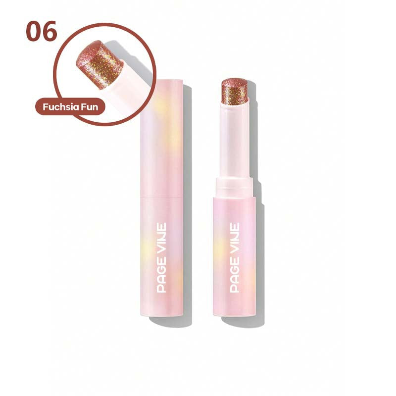 Cross-Border PAGE VINE hot crystal jelly highlight eye shadow stick super shiny multicolor eye shadow highlighter foreign trade