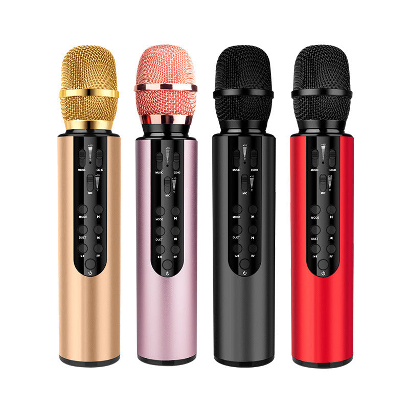 Cross-border custom wireless condenser microphone dual speaker portable Bluetooth microphone home singing audio microphone