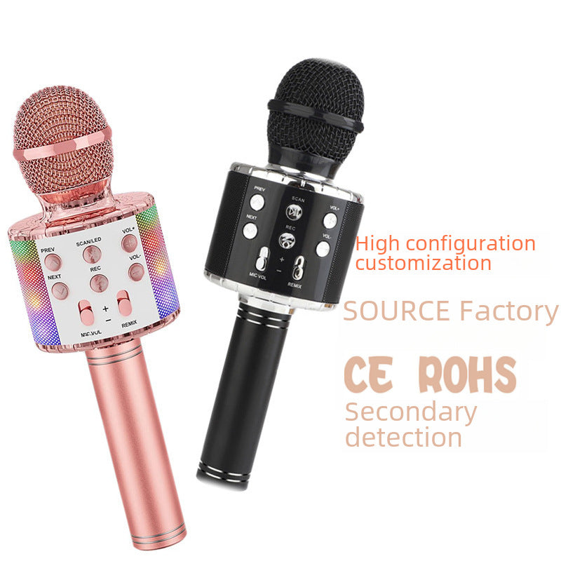 Cross-border direct supply WS858L wireless Bluetooth mobile phone karaoke capacitor microphone stereo microphone integrated live streaming equipment