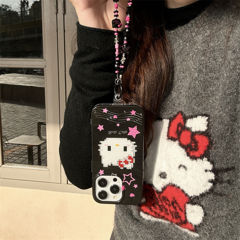 XINGX mosaic kitty suitable for iPhone16 Apple 15ProMax/14 phone case 13 chain girl's heart