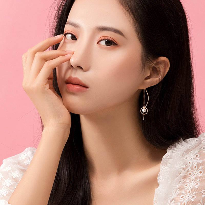 Foreign trade cross-border s925 silver star pearl ear string earrings all-match Pearl zircon earrings jewelry silver accessories processing