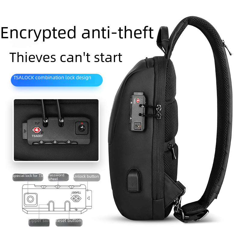 Marco Ledon TSA anti-theft shoulder bag usb rechargeable men's chest bag cross-border Oxford cloth business commute messenger bag