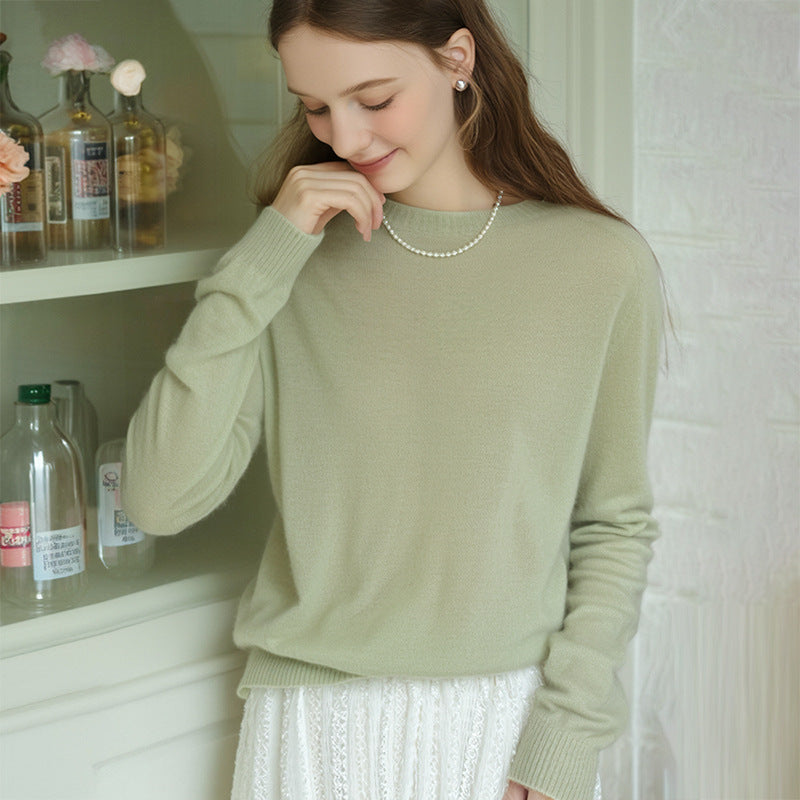 European and American old Qian Feng Shan cashmere sweater high-end classic knitted sweater round neck autumn and winter soft glutinous warm long sleeves wool top