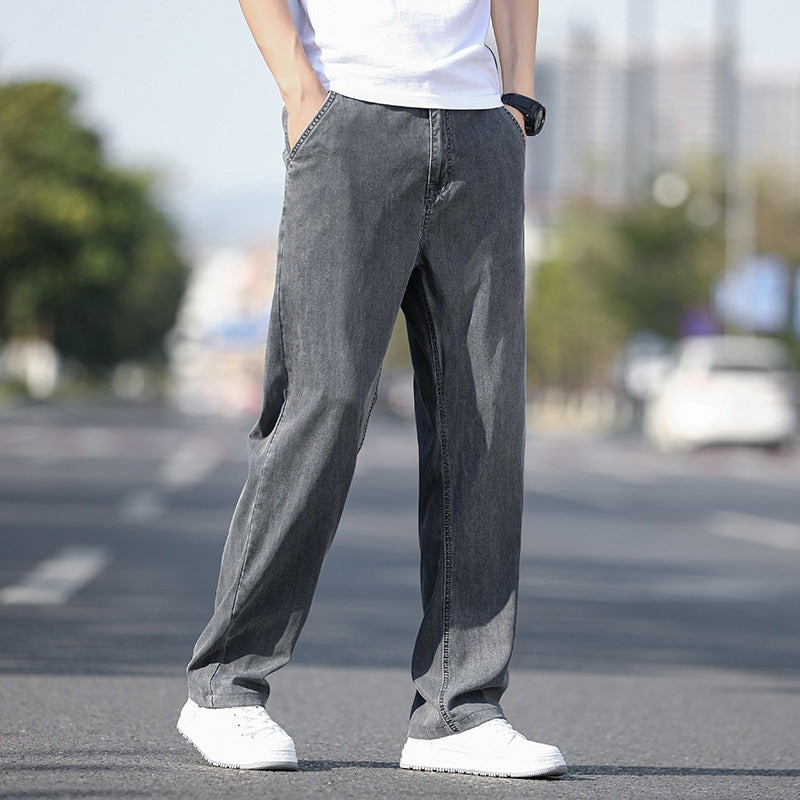 High-end Tencel regular jeans men's micro elastic all-matching comfortable teen trend casual men's straight jeans