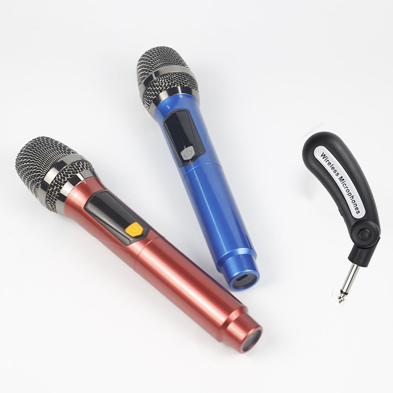 Wireless microphone U band one drag two moving ring handheld universal microphone audio home karaoke stage Live conference