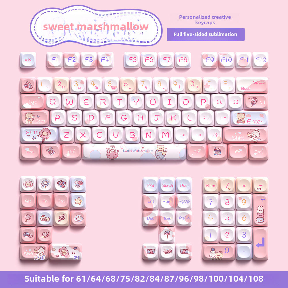 120 key cute unique keycap full five-sided PBT sublimation customized mechanical keyboard cap 68/75/84/98