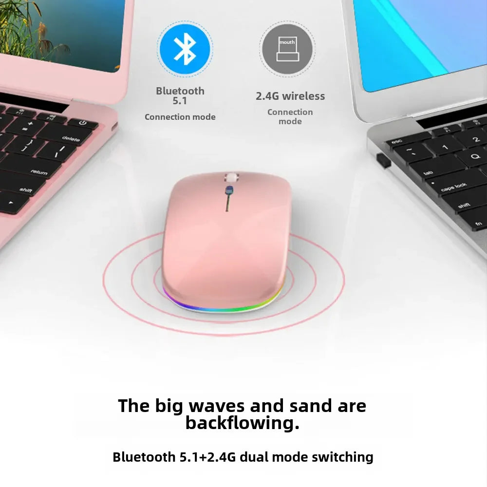 New ultra-thin Rechargeable Wireless Bluetooth mouse 2.4G dual-mode mobile phone computer tablet mute colorful direct sales