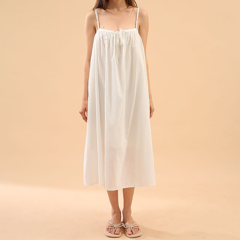 French strap dress 2025 Spring New lazy wind pleated niche design backless long dress women's clothing