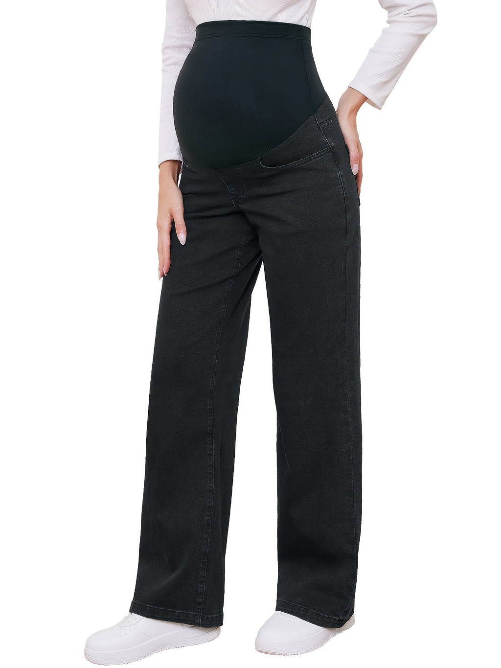 Relaxed Fit Maternity Jeans Straight Leg Over Belly Jeans
