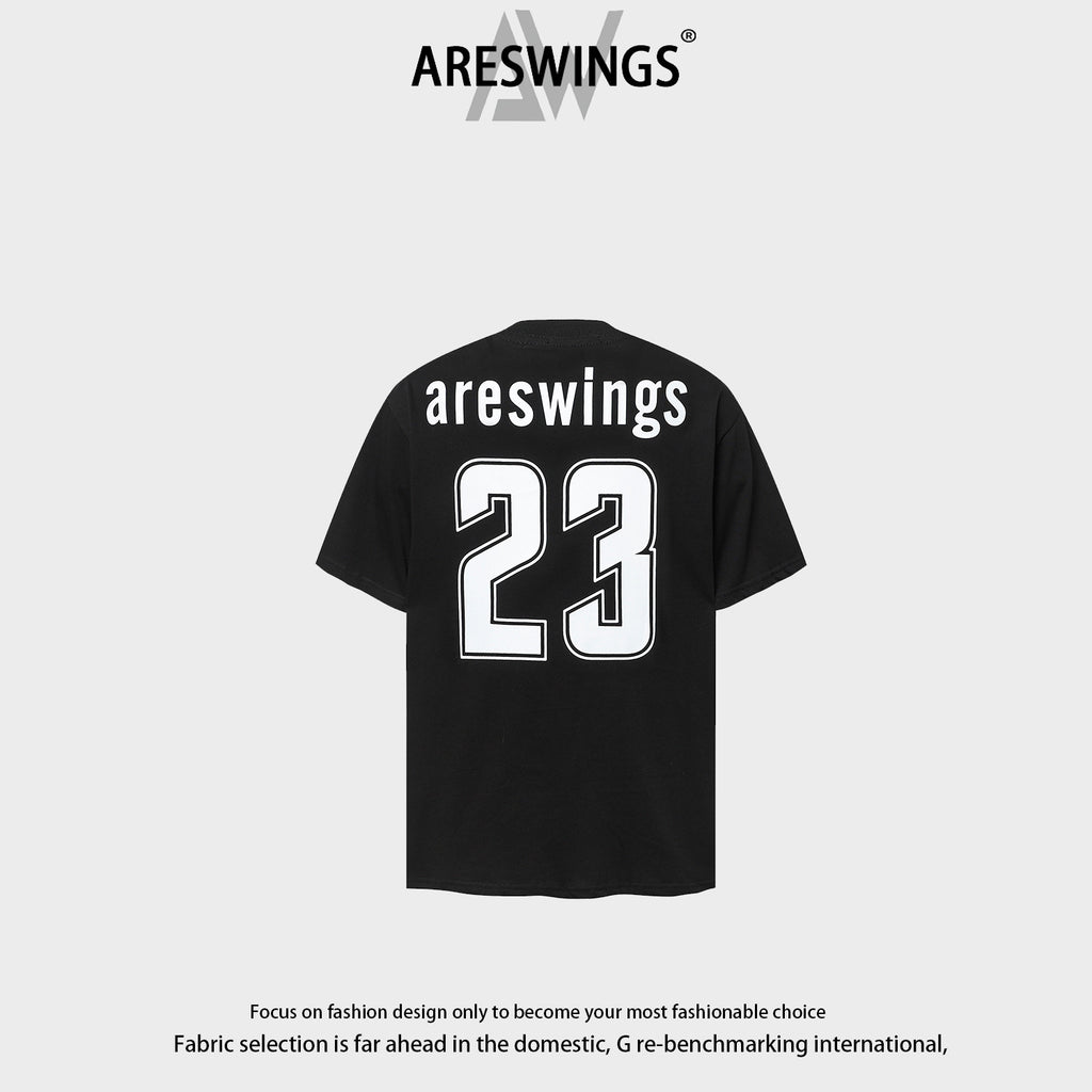 Areswings American sports style digital printing heavy short-sleeved T-shirt men's trendy loose short-sleeved 2874