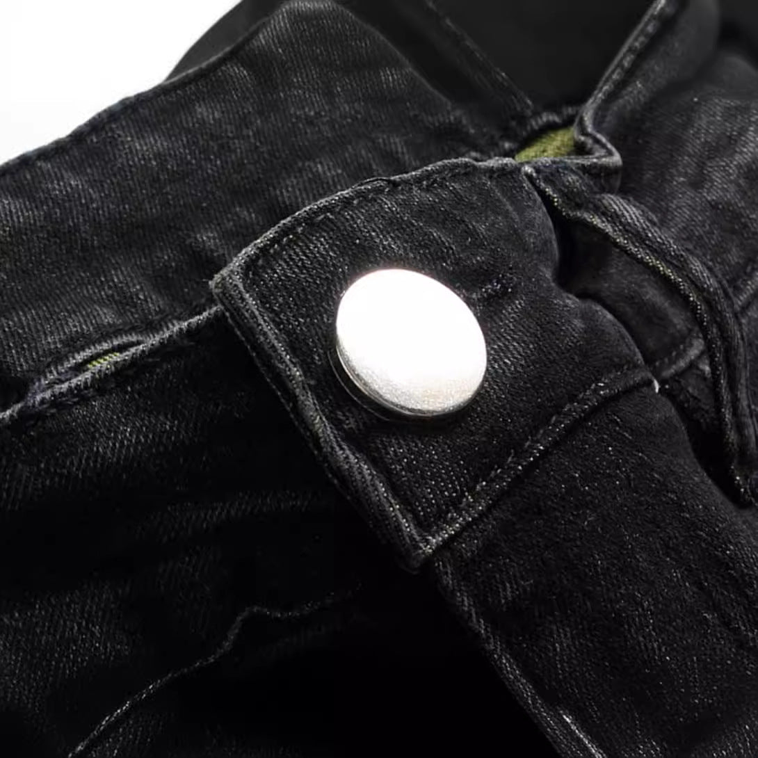 Black jeans 2025 new ripped jeans micro elastic slim fit skinny men's jeans factory delivery