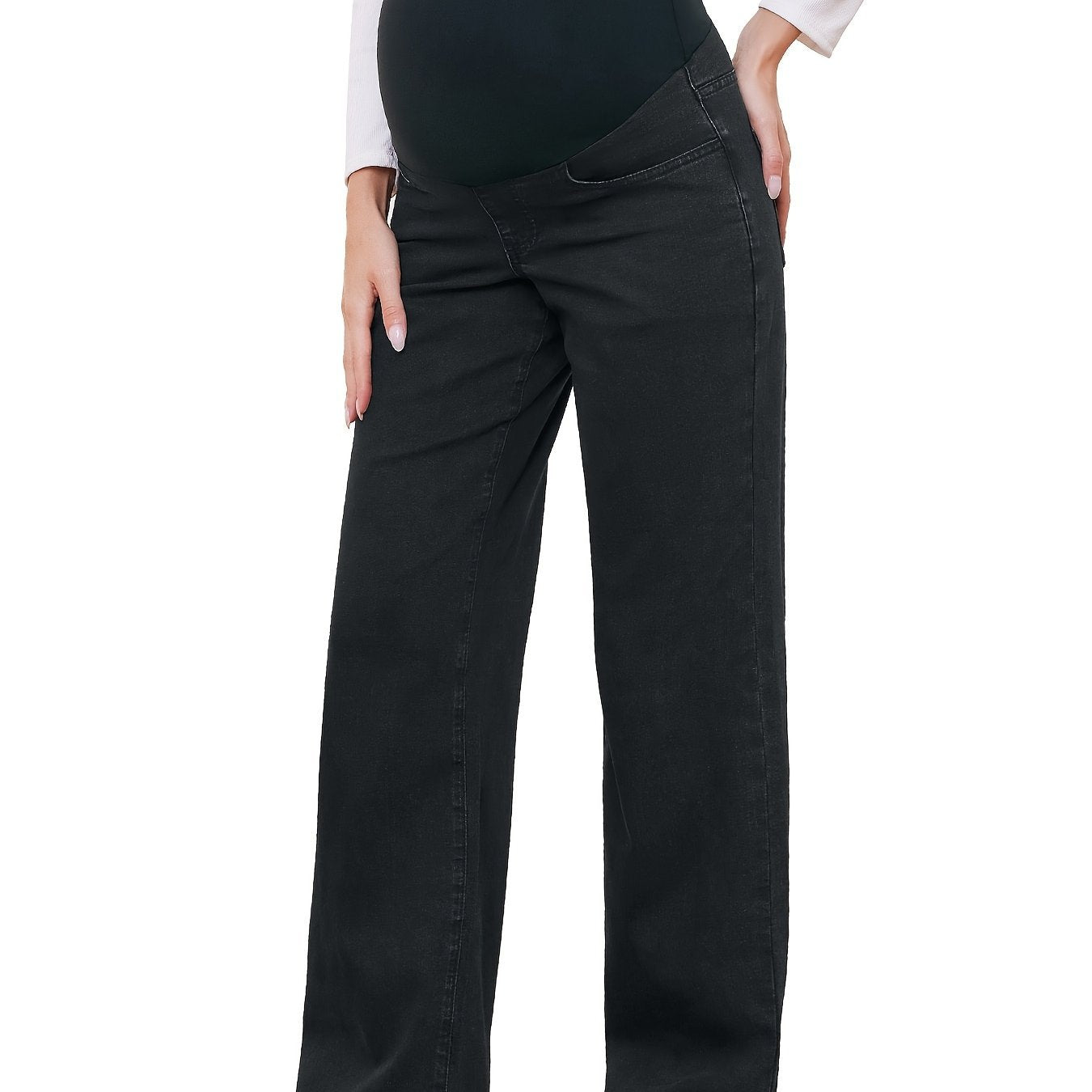 Relaxed Fit Maternity Jeans Straight Leg Over Belly Jeans