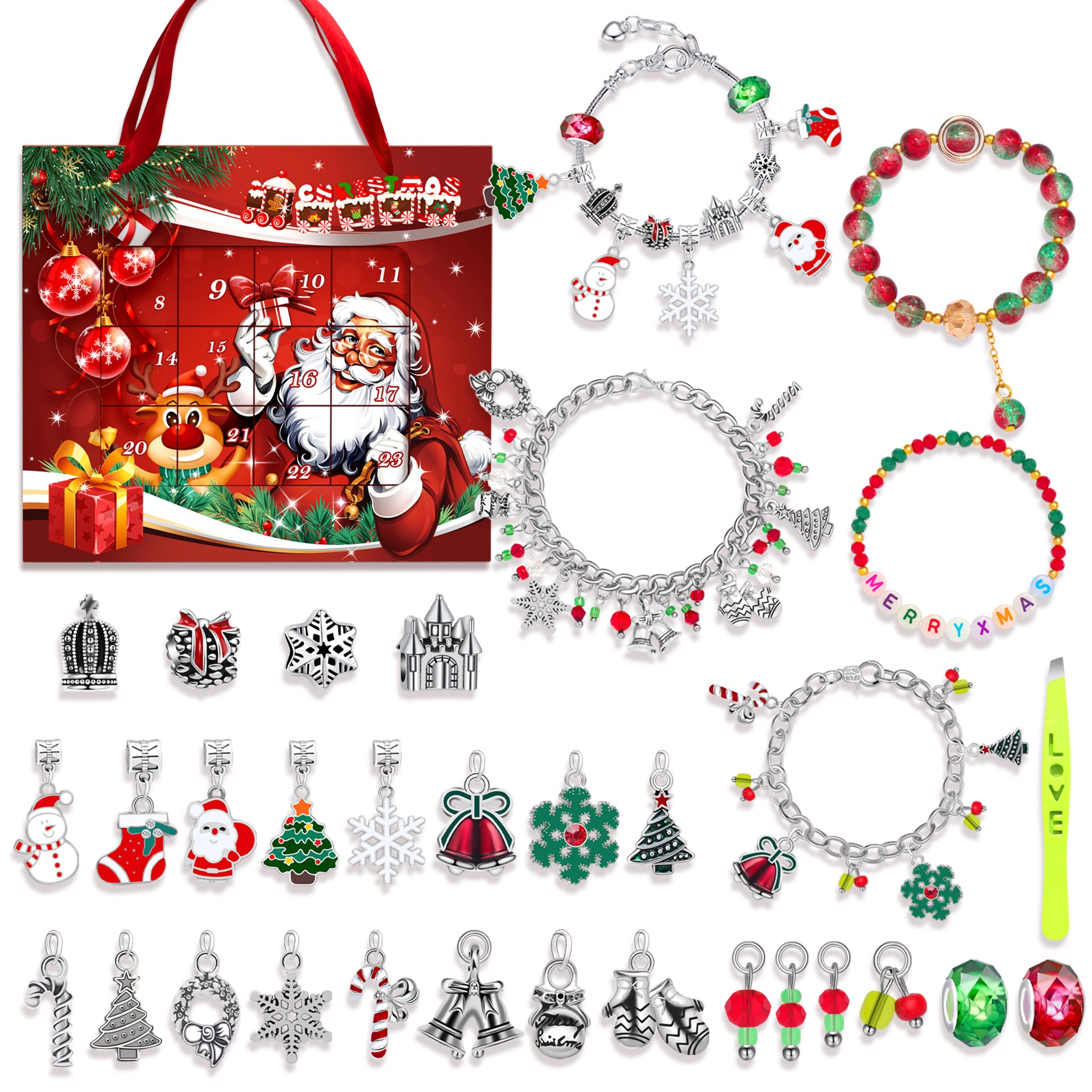Cross-border new arrival Christmas creative blind box bracelet handmade diy24 grid educational jigsaw puzzle exquisite gift set