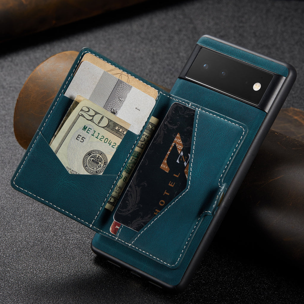 Cross-border applicable Google 7pro magnetic phone case Apple 14 leather two-in-one quick release card leather case