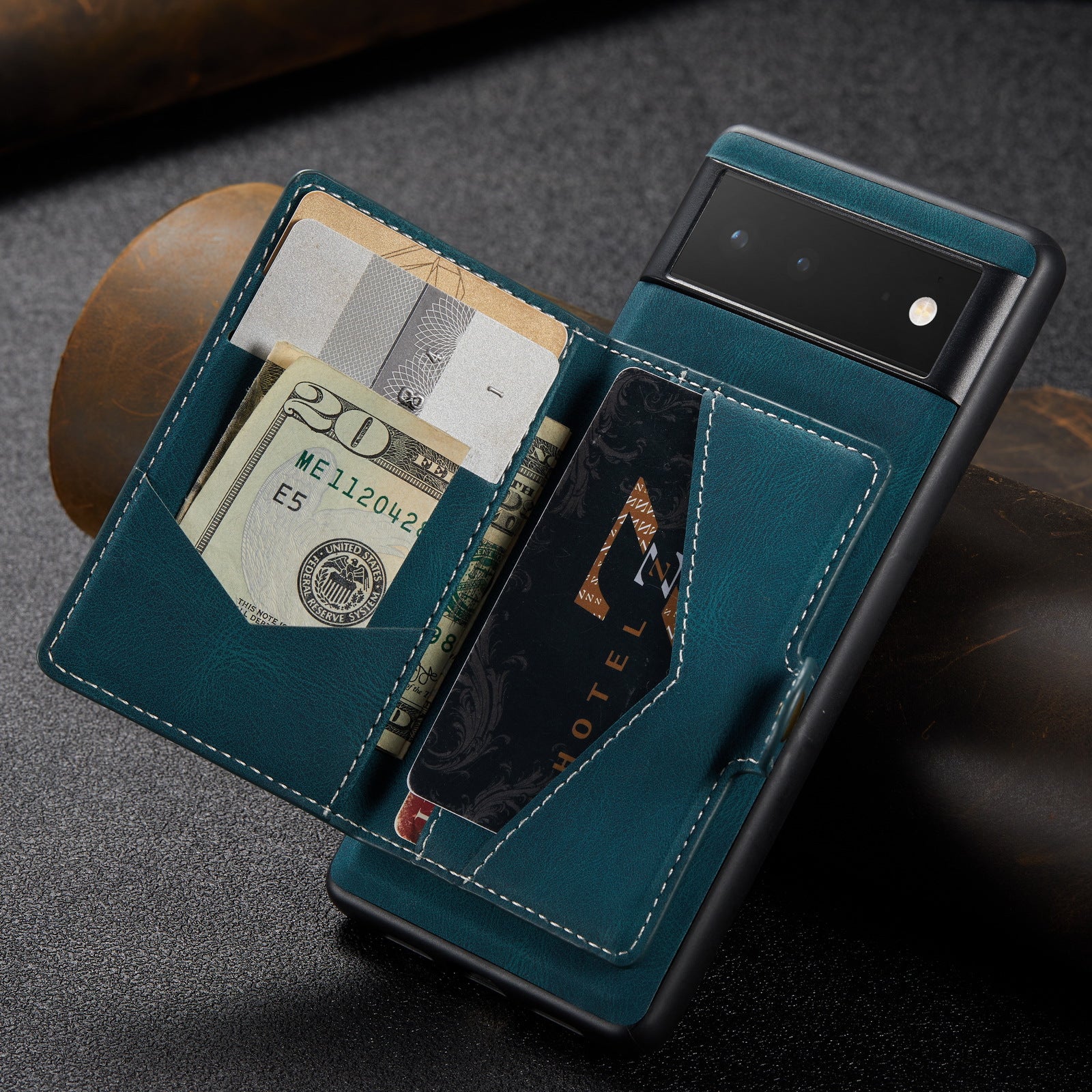 Cross-border applicable Google 7pro magnetic phone case Apple 14 leather two-in-one quick release card leather case