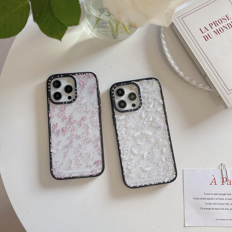 High edition Museum joint name pink floral for Apple iPhone15ProMax phone case 14/13 protection